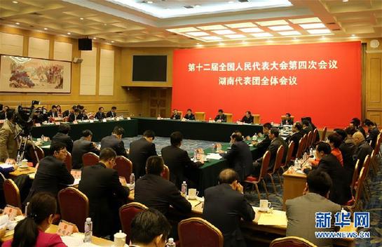 （两会）湖南代表团全体会议向媒体开放