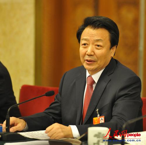 全国人大代表、内蒙古自治区党委书记王君。（马建斌 摄）