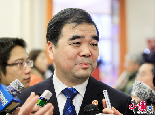 3月7日，全国人大江苏代表团在人民大会堂召开政府报告审议会议，全国人大代表、江苏省环境保护厅厅长陈蒙蒙接受记者采访。（