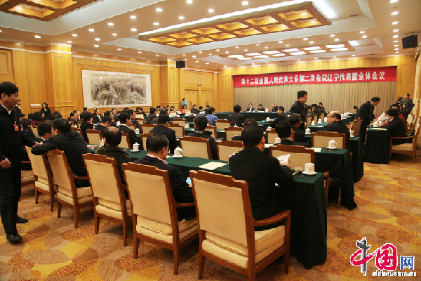 3月3日，第十二届全国人民代表大会第二次会议辽宁代表团全体会议，图为会场。 中国网记者 郑亮摄影