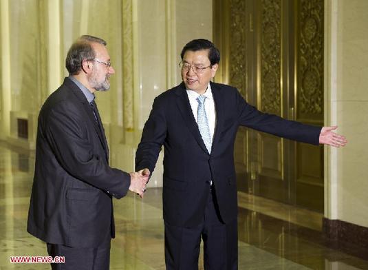 CHINA-BEIJING-ZHANG DEJIANG-ALI LARIJANI-TALKS (CN)