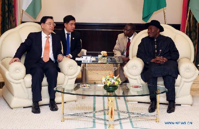 NIGERIA-ABUJA-ZHANG DEJIANG-JONATHAN-MEETING