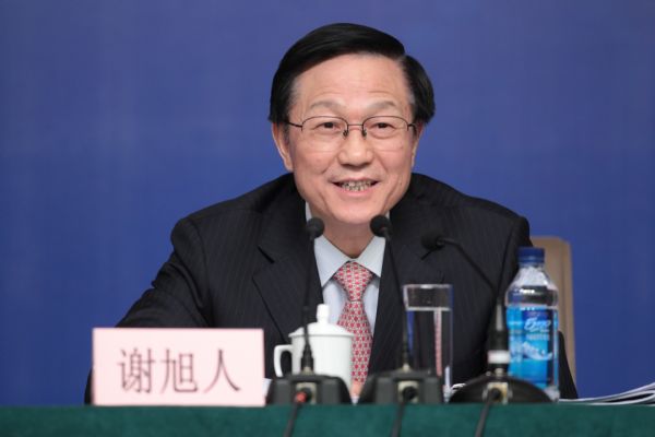 (110307) -- BEIJING, March 7, 2011 (xinhua) -- Chinese Finance Minister Xie Xuren speaks at a press conference of the Fourth Session of the 11th National People's Congress (NPC) on fiscal policy and related issues in Beijing, capital of China, March 7, 2011. (Xinhua/Xing Guangli) (zhs) 