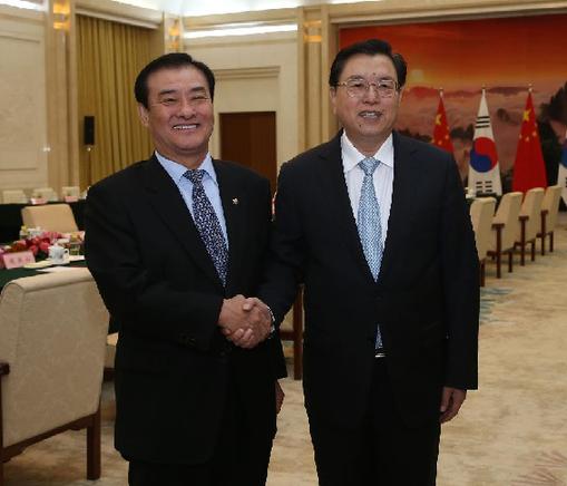 CHINA-BEIJING-ZHANG DEJIANG-ROK-KANG CHANG-HEE-TALKS (CN)