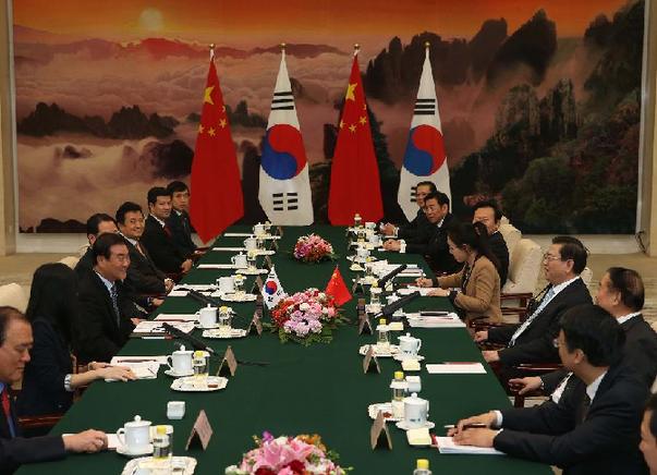 CHINA-BEIJING-ZHANG DEJIANG-ROK-KANG CHANG-HEE-TALKS (CN)